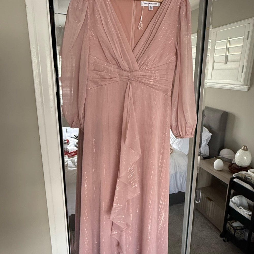Ever Pretty Shimmering Pink Long Sleeve Dress